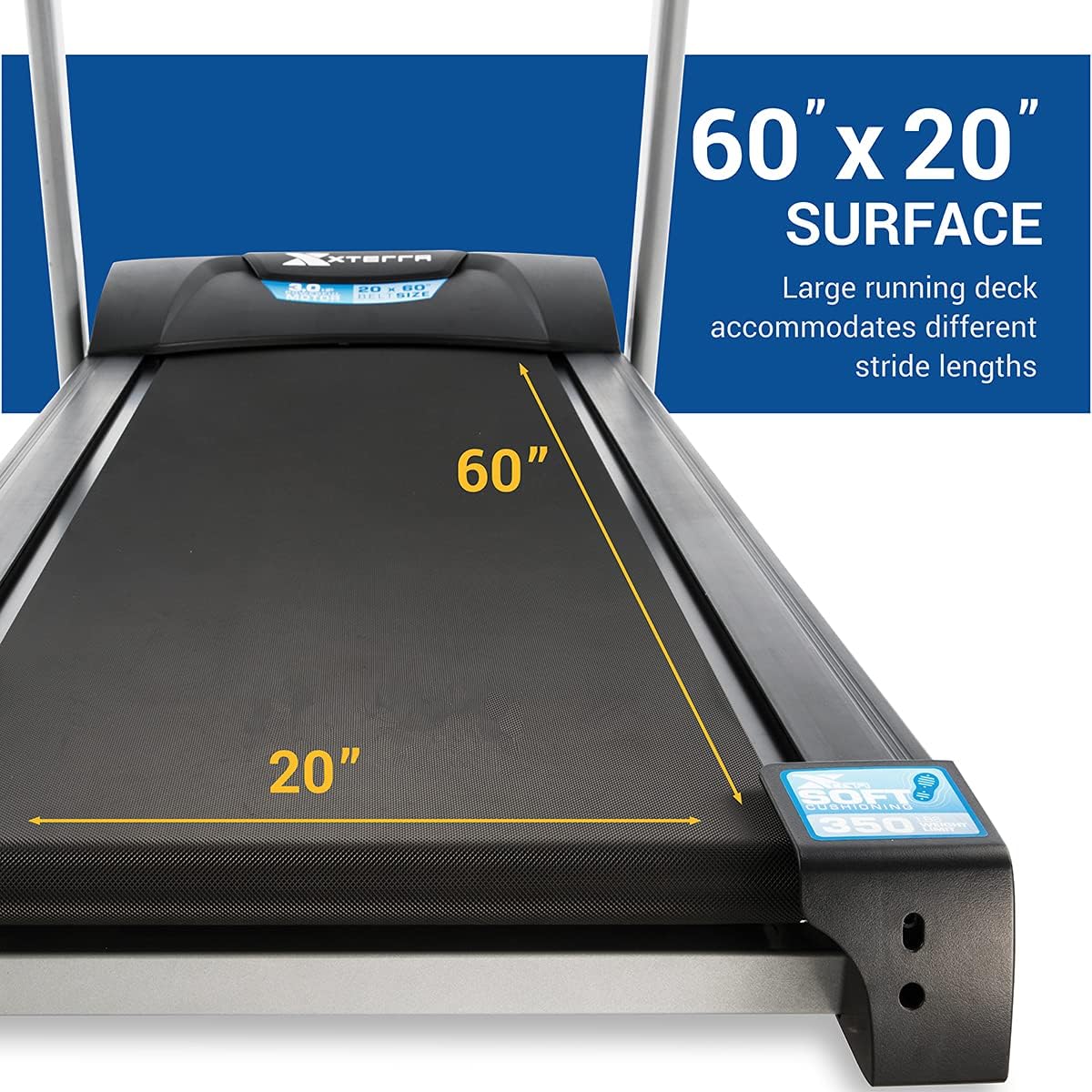 XTERRA Fitness Sport Series Premium Folding Smart Treadmill, Handlebar Speed and Incline Controls, Large XTRASoft Cushioned Running Deck, Built-in FTMS-Enabled Bluetooth with XTERRA+ Fitness App