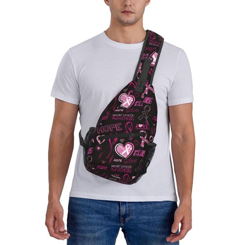 Breast Cancer Awareness Sling Bag for women,Multipurpose Crossbody Chest Bag Sports Sling Bag for Hiking Travel
