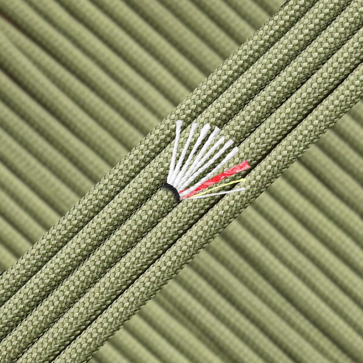 PSKOOK Survival Paracord Parachute Fire Cord Survival Ropes Red Tinder Cord PE Fishing Line Cotton Thread 7 Strands Outdoor 20, 25, 100 Feet