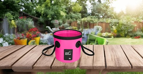 BANCHELLE Collapsible Bucket Water Container Portable Folding Camp Wash Basin for Outdoor Traveling Hiking Fishing Car Washing Gardening Camping (Blue 20L and Pink 20L), Total 2 PCS