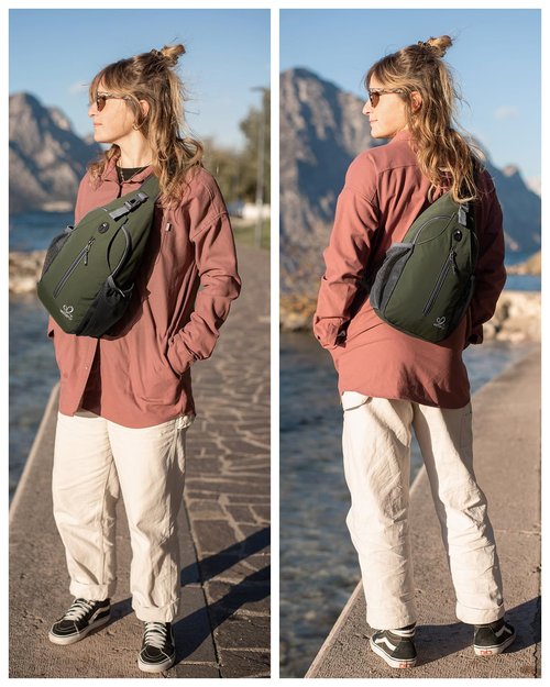 WATERFLY Crossbody Sling Backpack Sling Bag Travel Hiking Chest Bags Daypack (Dark Green)