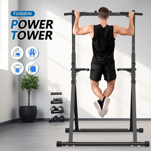 STACOO Foldable Pull Up Bar Pull Up Station,Power Tower with Triangular Structure, Multi-Functional Dip Station for Home Gym 300LB