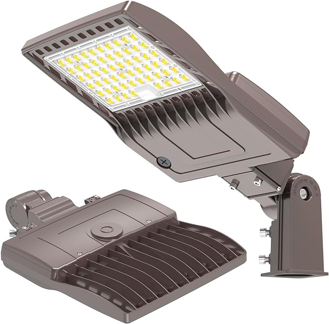200W Parking Lot Lights Commercial Slip Fitter UL DLC Listed 28000LM IP65 5000K Area Street LED Shoebox Pole Light 100-277VAC Input Brown, LED Sport Court Light Outdoor