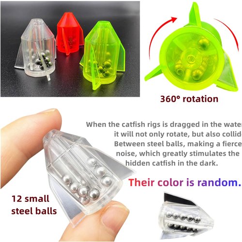 DAMIDEL 6Pcs Catfish Fishing Rigs Ready Kit，2 in 1 Rotating rattles/Double Rattles Beads, Float Rigs Tackle Santee Rig Peg Catfish，Free Adjustment in freshwter and Saltwater