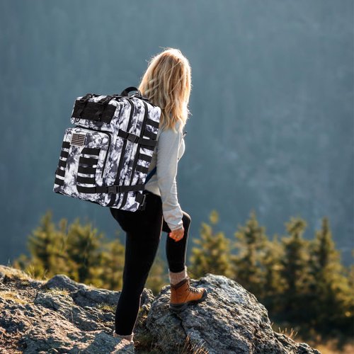 Ksttog Military Tactical Backpack - 45L Large Assault Tactical Backpacks Molle Hiking Pack 3 Days Bug Out Bag - Waterproof Army Rucksack Tactical Gear for Camping/Traveling/Gym/Fishing- Black/White