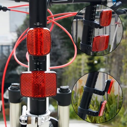Duoduole 2 Pcs Bike Rear Reflectors Kit, Bike Reflectors Bike Handlebar Reflector Waterproof Bicycles Rear Seat Reflective Taillight for Handlebar Seatpost, Bike Road Safety Reflection Kit