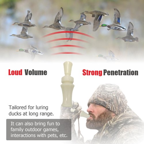 SHINETEC Single Reed Duck Call - Hunting Mallard, Professional Waterfowl Whistle, Great for Family Activities, Kids Play & Pet Interaction, Voice Imitator for Wigeon & More, 1 Pcs (White)