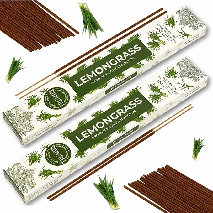 Lemongrass Incense Sticks for Backyard Patio - Total 40 Insence-Sticks - Dual Pack of 20 Insense - Inciensos - Inscents - Natural Non Toxic Ingredients - Incents - Incence - Inscense - Insents