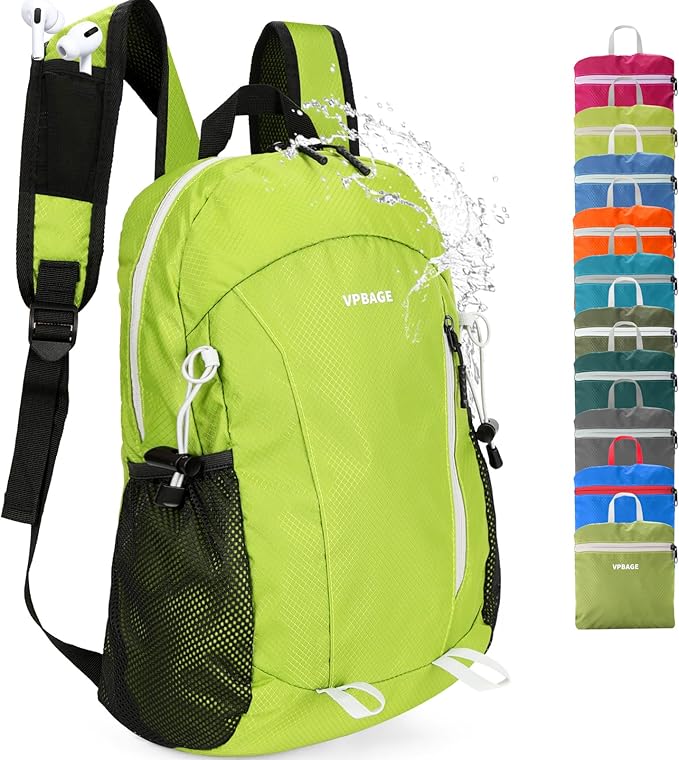15L Water-resistant Hiking Daypack, Small Backpack Travel Outdoor, Lightweight Day Pack with Tool Loops