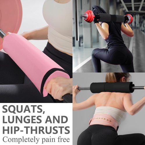 VirgoCCY Barbell Squat Pad - Updated 2in1 Foam Protective Pad - Neck Shoulder protective pads & Thickened Hip Thrustsh pads - Great for Squats, Lunges, Hip Thrust - Fit Standard Olympic Bar