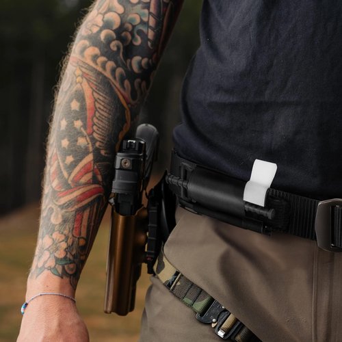 Elastic Tourniquet Holder for Duty Belt,Competition Belt,Tactical Vest, Chest Rig. TQ Holster Mount with Hook Mounting Surface (Coyete Brown-1 Pack)