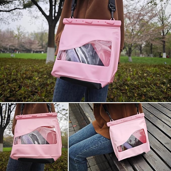 LAQ DESiGN STAYDRY Waterproof Dry Bag with Shoulder Strap for Kayaking, Fishing, Diving, Hiking, Camping, Beach Waterproof Bag, Secure Closure To Keep Your Valuables Dry-Large (Pink)