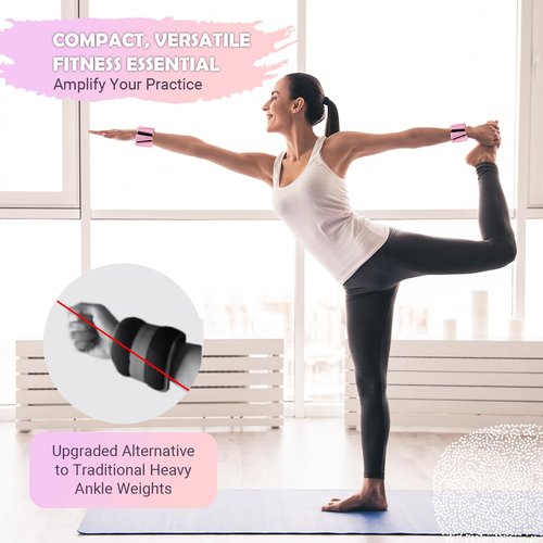 Wrist Ankle Weights for Women Set of 2, Adjustable Silicone Weighted Bangles, Wearable Ultra-durable Strips Weight Bracelet 2 lbs for Yoga, Pilates, Barre, Walking, Arm & Leg Workout