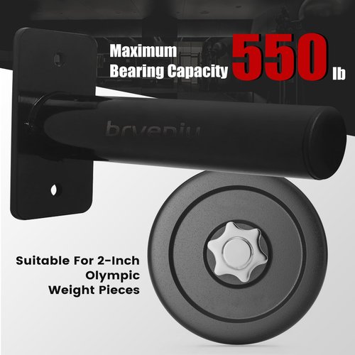 Wall Mounted Weight Plate Rack Storage, Steel Wall Mounted Weight Plate Holder Fits 2" Plates for Home Gyms, Garages, and Power Racks (Black-2pis)