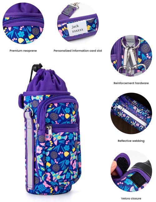 molshine Insulated Water Bottle Holder for 25 32 40 64oz Sports Water Jugs Bottles, Carrier Case Pouch Sleeve Cover with Strap Pockets for Outdoor Hiking Camping Gym (Swallow)