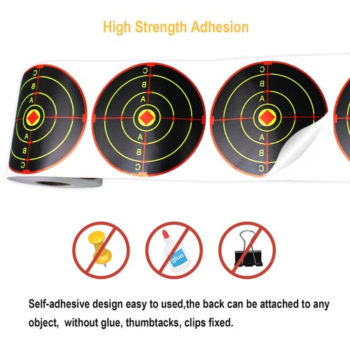 Splatter Targets for Shooting, 4-inch Self Adhesive Shooting Targets Stickers, 200/roll, Highly Visible Instant Feedback Fluorescent Yellow Impact for BB Gun, Pellet Gun, Airsoft