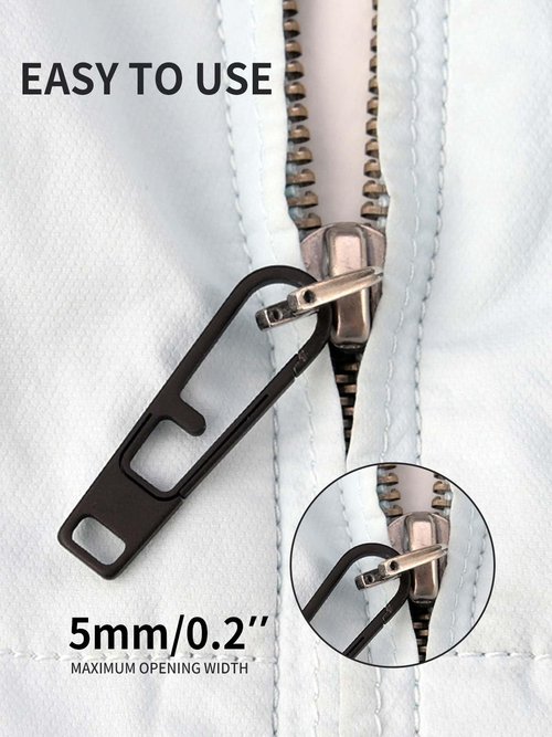 Tikidesign Heavy Duty Titanium Zipper Pull Replacement Set, Durable Zipper Handle Fixer for Backpacks, Luggage, Jackets, and Outdoor Gear - Universal Fit for Quick Repair (4Pcs_Gray_M)