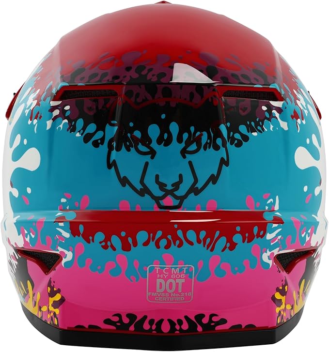TCT-MOTORPARTS DOT Youth Kids Motocross ATV Full Face Helmets for Offroad Street Dirt Bike Go-Kart BMX MX Colorful Graffiti Medium