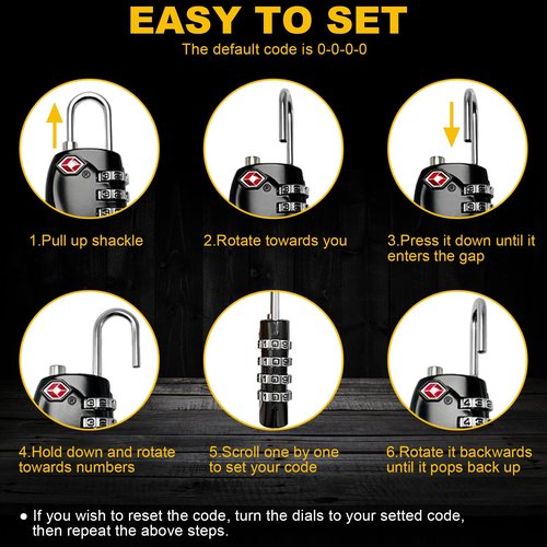 4 Pack TSA Approved Gun Case Locks for Pistol Case, 4 Digits Travel Locks Small Tool Box Combo Lock Combination Padlocks for Gun Cases/Luggage/Firearm Air Travel Cases, Small Dial Zipper Pad Lock