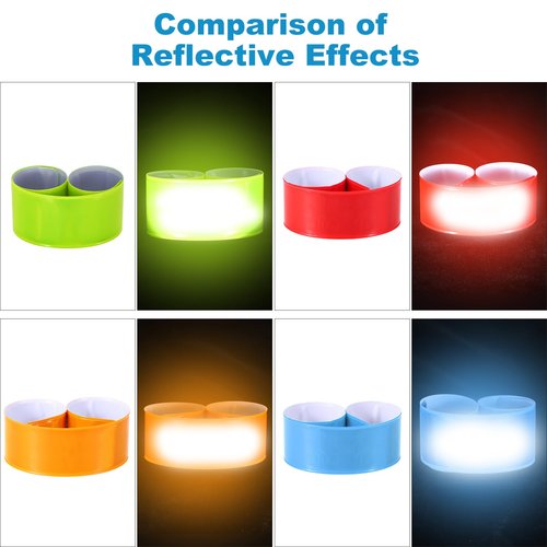 PATIKIL Reflective Slap Bands, 12 Pcs Reflector Band Snap Bracelet Armbands High Visibility Safety Reflectors Wrist Strap Strips for Night Jogging Cycling Running Hiking, Yellow