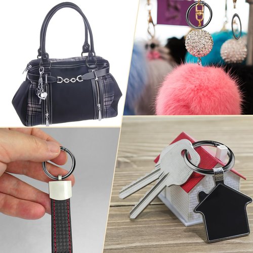 10 Pcs Metal Spring Round Carabiner Inner Diameter 1 Inch O Rings Clip Spring Ring for Keychains, Purse, Bag, Handbag (Gun Black)