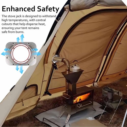 HIKERBRO Stove Jack Kit - Clip On Hot Tent Stove Jack, Stainless Steel Pipe Protector, Chimney Hole for Bell Tents, Yurts, Canvas Tent, Camping Stove Accessories