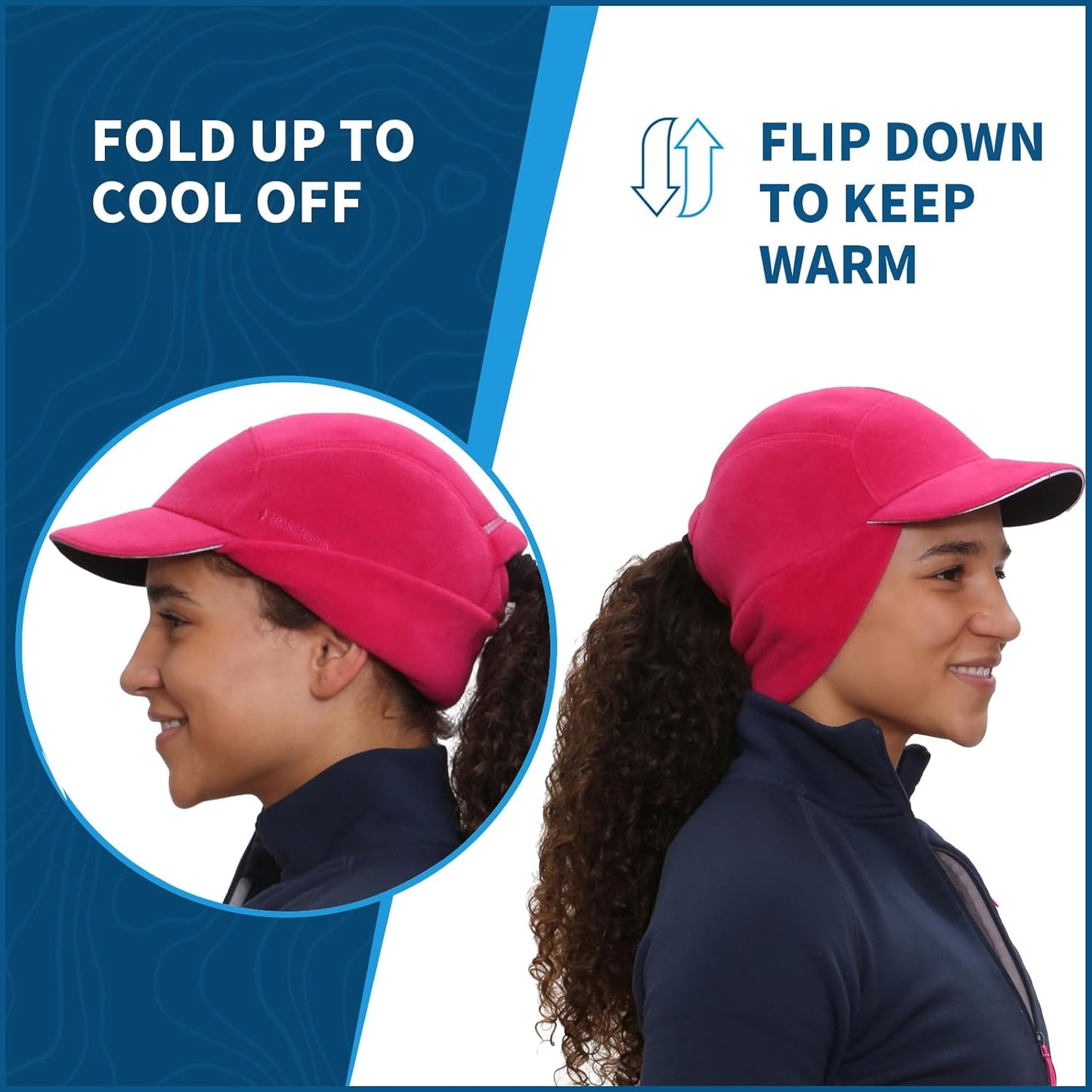 TrailHeads Fleece Ponytail Hat for Women – Trailblazer Reflective Winter Hat with Ponytail Hole for Workouts