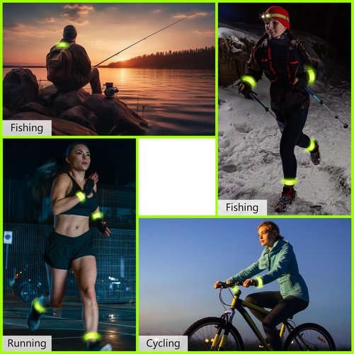 Halloscume 12 Pcs Reflective Arm Bands 15.75 in Reflective Snap Bands Slap Bracelets High Visibility Safety Ankle Strips for Night Walking Cycling Running Jogging Hiking(Green)