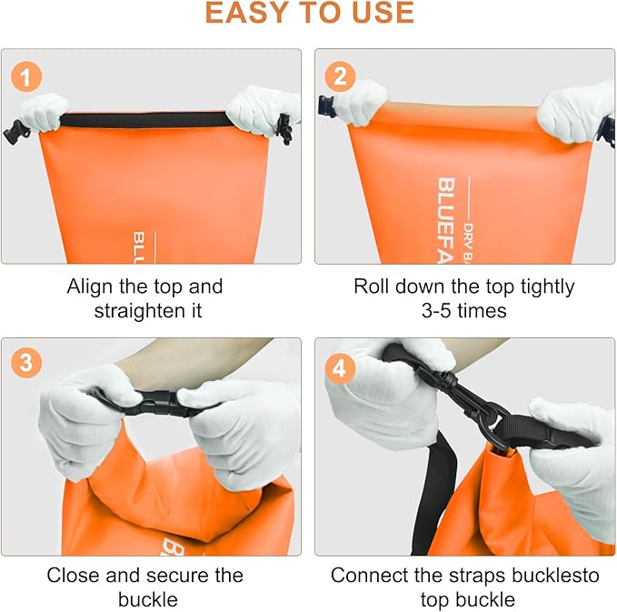Waterproof Dry Bag Floating Roll Top Dry Backpack for Kayaking, Rafting, Boating, SUP, Fishing with IPX8 Waterproof Phone Case, Orange, 30L