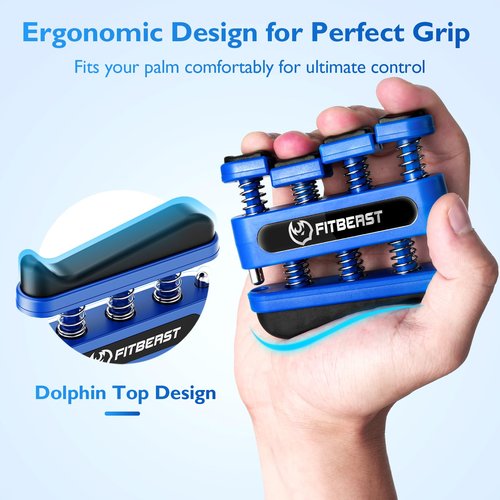 FitBeast Finger Strengthener, Finger Exerciser 4-Pack, Hand Exerciser for Improve Dexterity and Strength in Fingers, Hands, Forearms–Grip Strength Trainer for Musicians, Climbers (4 Piece Set)