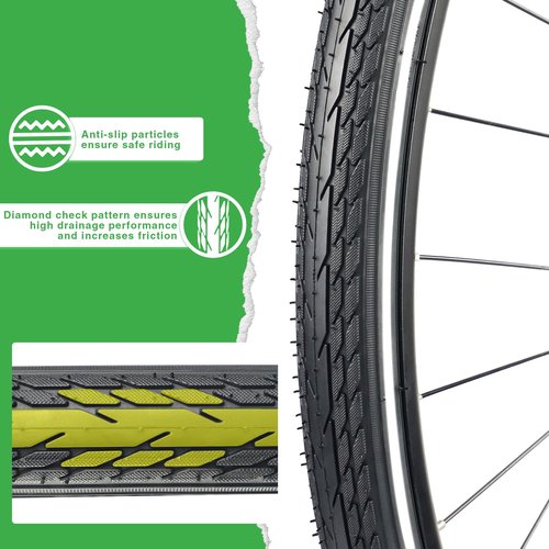 MEGHNA 700C Road Bike Tire with Reflective Strip Foldable 700 x 35C Tire for Road Racing Fast Rolling 37-622mm Replacement for Road Bike Fixed Gear Bike Hybrid Bike