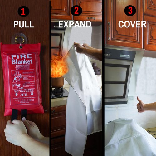 ZhurongGod Fire Blankets - 4 Pack 39.4" x 39.4"Emergency Gear for Home & Camping, Fiberglass Fire Blankets for Fireplace, BBQ,Car