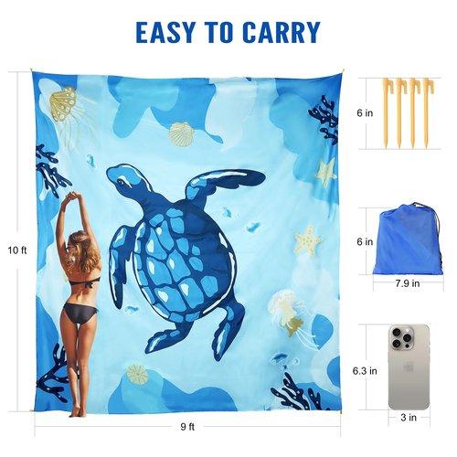 masso Beach Blanket Waterproof Sandproof 10'X 9' Extra Large Beach Mat Oversize Quick Drying Durable Outdoor Beach Mat Fits Up to 10 People, Lightweight Picnic Mat for Beach Travel Camping Hiking