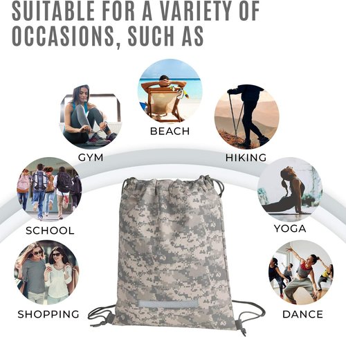 ImpecGear Heavy Duty Drawstring Backpack Digital Camouflage Army Navy Military Sack Bag (Pack of 1)