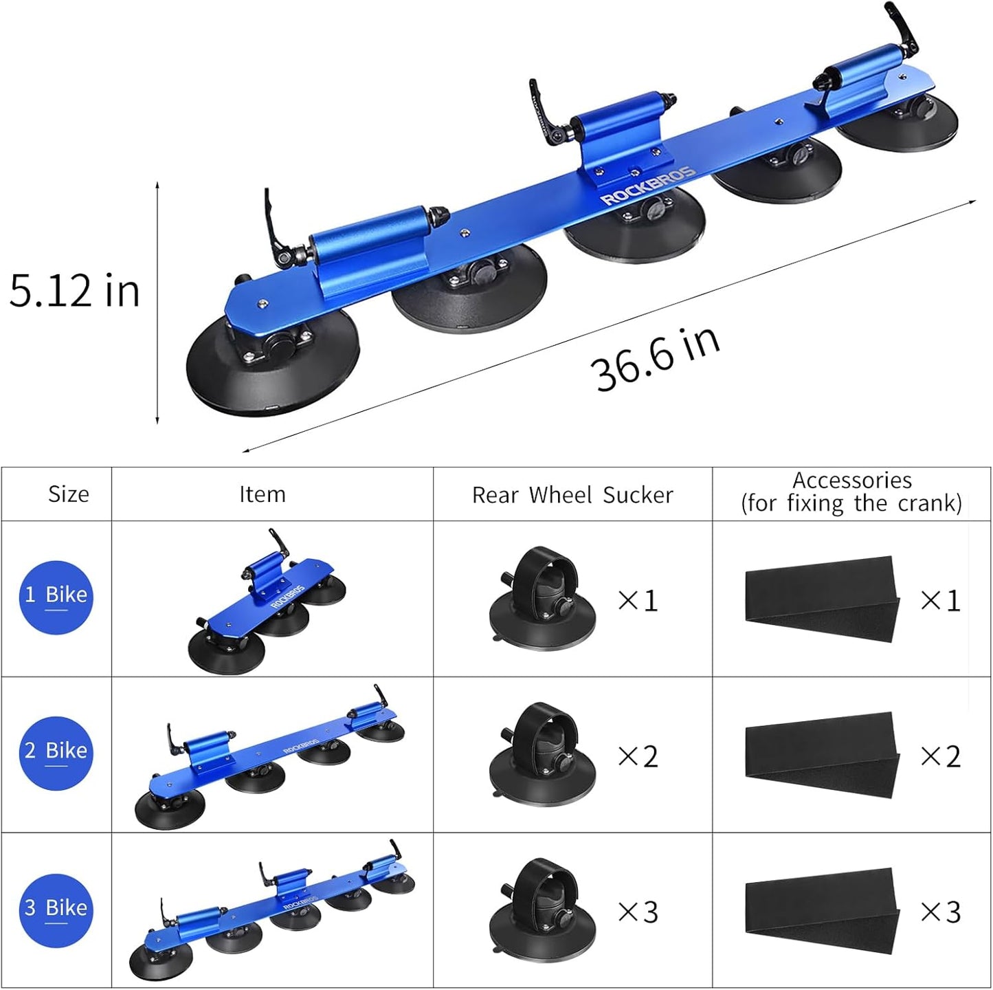 ROCKBROS Suction Cup Bike Rack for Car Roof Top Sucker Bike Rack Quick Release Aluminium Alloy Bike Carrier with Sucker for 1 Bike