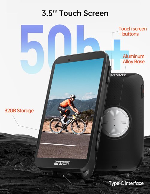 iGPSPORT iGS800 Bike Computer Touchscreen, 3.5'' Offline MAP Navigation WiFi Bluetooth ANT+ Smart GPS Cycling Computer 32GB IPX7 Waterproof