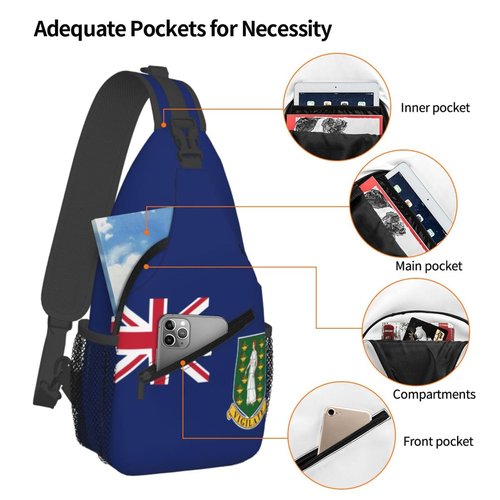 PVTIONXIE Virgin Islands Flag Sling Backpack for Women Men, Chest Bag Daypack Crossbody for Travel Sport Running Hiking