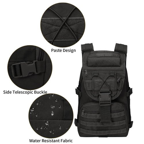 Wesoke 35L Military Tactical Backpack Black Large Army 3 Day Assault Pack Bag for Men, 35 Liter Molle Backpack Daypack for Man Women, Big Camping Backpack Hiking Rucksack for Outdoor Travel Climbing
