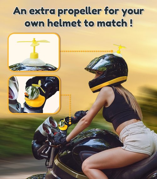 EMPATHECH Rubber Duck Bike Decorations Stable Clamp Mount Cute Duck Bike Bell Two Helmet Propeller Bike Accessories e Scooter Accessories Motorcycle Accessories Cycling Gifts Black Shark