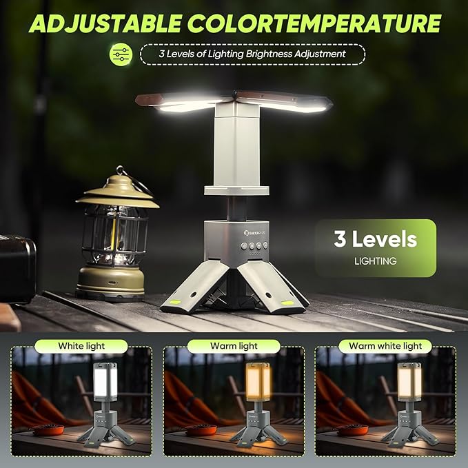 Telescopic Camping Lantern, 14000mAh Rechargeable Camping Lights with Portable Power Supply, Dimmable Magnetic Tent Lamps 6000 Lumen Outdoor Work Lighting for Hiking, Camping, Home Emergency