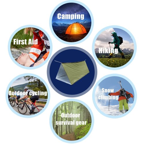 JUBSOSCAMP 1 PCS Emergency Tent, Polyester Film Storm Shelter Survival Shelter for 2 Person Car Camping, Hiking & Outdoor Survival Kits (59 X 98.4 in) (Orange)