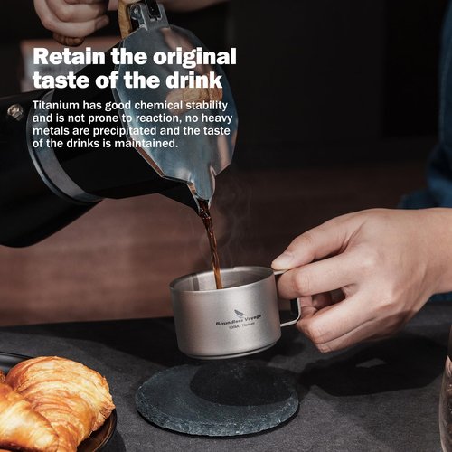 Boundless Voyage Titanium Double Wall Coffee Cup Mini Mug 100ml Lightweight Mug for Outdoor Camping Hiking Picnic Backpacking
