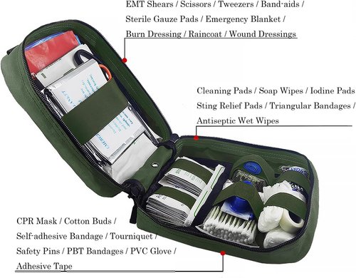 Carlebben EMT Pouch MOLLE Ifak Pouch Tactical MOLLE Medical First Aid Kit Utility Pouch (With Medical Supplies)