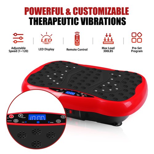 Vibration Plate Exercise Machine, Health & Fitness Full Body Vibration Platform, Portable Vibration Plate Platform for Weight Loss Home Fitness, Lymphatic Drainage, w/Resistance Bands+Remote