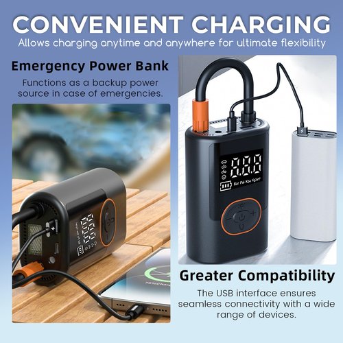 Outetrails Electric Bike Tire Pump,150PSI Portable Bike Pump with Digital Gauge,Electric Air Pump Supports Presta and Schrader Valves,Suitable for Road Bike,Mountain Bike,E-Bikes,and Motorcycles