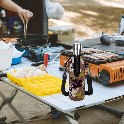 Linkidea Neoprene Water Bottle Carrier with Strap Compatible with S Original, Koodee, MIRA 17oz Cola Shaped Bottle, Insulated Waterbottle Sling Bag Holder with Shoulder Strap, Camo