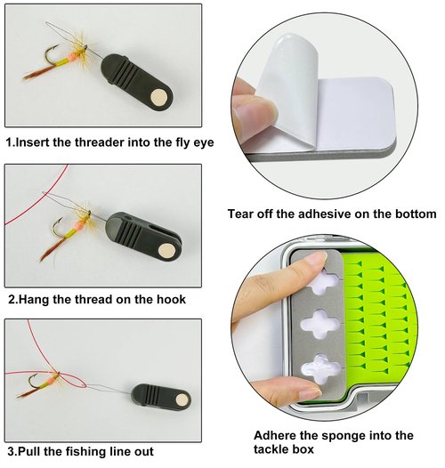 Aventik Fishing Hook Threader Set - with Line Cutter Zinger Retractor Fly Patch Fishing Accessories Combo