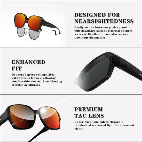 WGKVP Polarized Sunglasses, Lightweight & Impact-Resistant glasses, UV400 Protection glasses for men and women (Glossy Black Red)