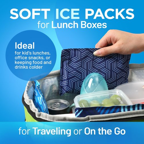 Everlasting Ice RX Reusable Ice Packs for Lunch Boxes & Coolers (2 Pack) Flexible, Long-Lasting, BPA Free, Versatile Soft Ice Pack for Insulated Bags, Picnic, Travel, and More