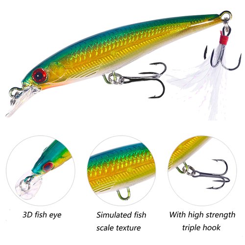 LURESMEOW Jerkbait Fishing Lures, Top Water Bass Fishing Lures - 10pcs with Box